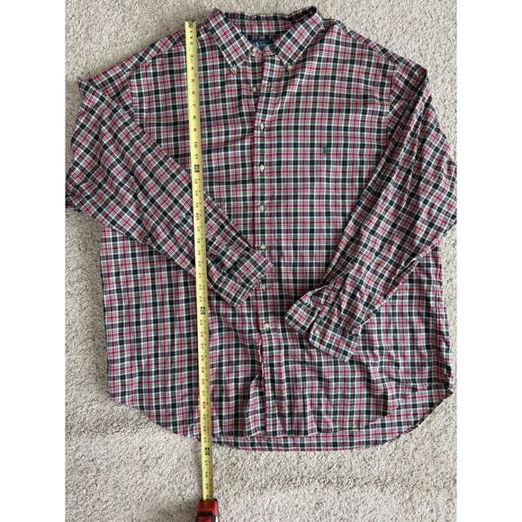Ralph Lauren 4XLT Big Tall Plaid Button Down Shirt Red Navy Green Cream Plaid - Picture 5 of 6